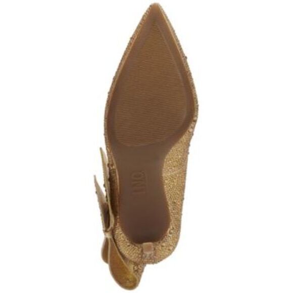 INC Womens Gold Bow Detail Silvee Pointed Toe Stiletto Slip On Pumps Shoes 5 M - Picture 4 of 4